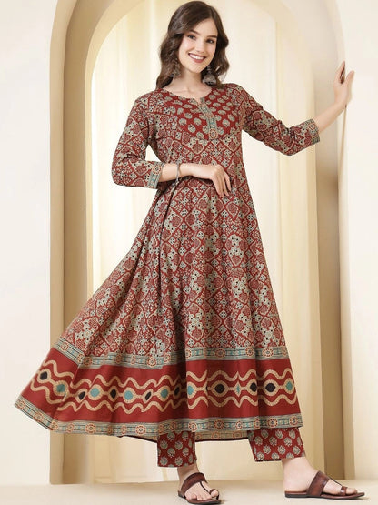 Women Ethnic Motifs Printed Regular Pure Cotton Kurta with Palazzos & With Dupatta