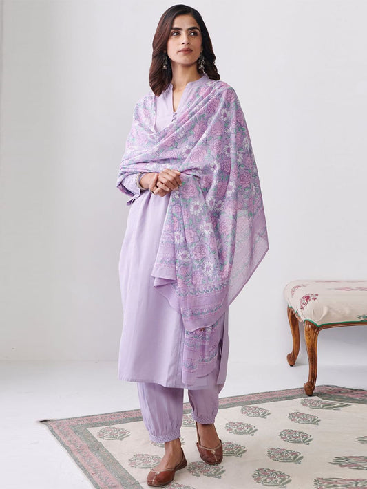 Dhiyona KL Women Floral Regular Patchwork Kurta with Salwar & With Dupatta