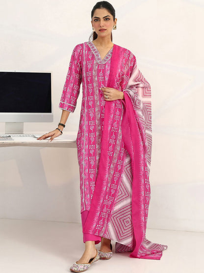 Women Ethnic Motifs Printed Regular Kurta with Trousers & With Dupatta
