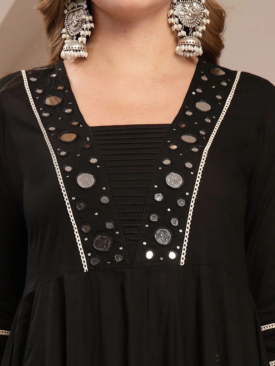 Women Regular Mirror Work Kurta with Trousers & With Dupatta