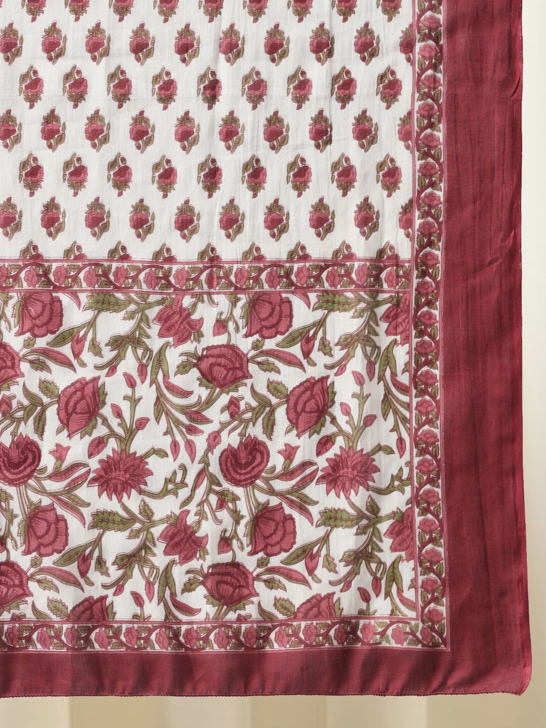Dhiyona KL Floral Printed Pure Cotton Empire Kurta With Trouser & Dupatta