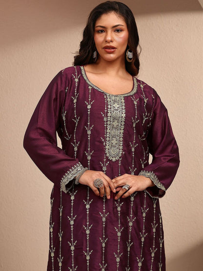 Dhiyona Women's Ethnic Motifs Thread Work Kurta with Trousers & With Dupatta