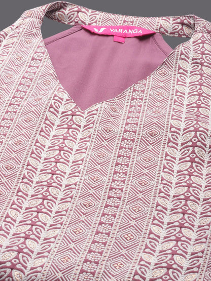 Dhiyona VA Women'sFloral Printed V-Neck Sleeveless Kurta With Trousers