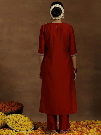 Women Ethnic Motifs Embroidered Regular Kurta with Trousers
