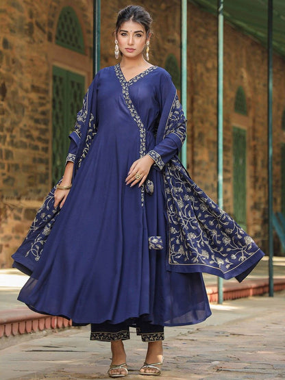 Dhiyona KL Angrakha Kurta with Trousers & Dupatta