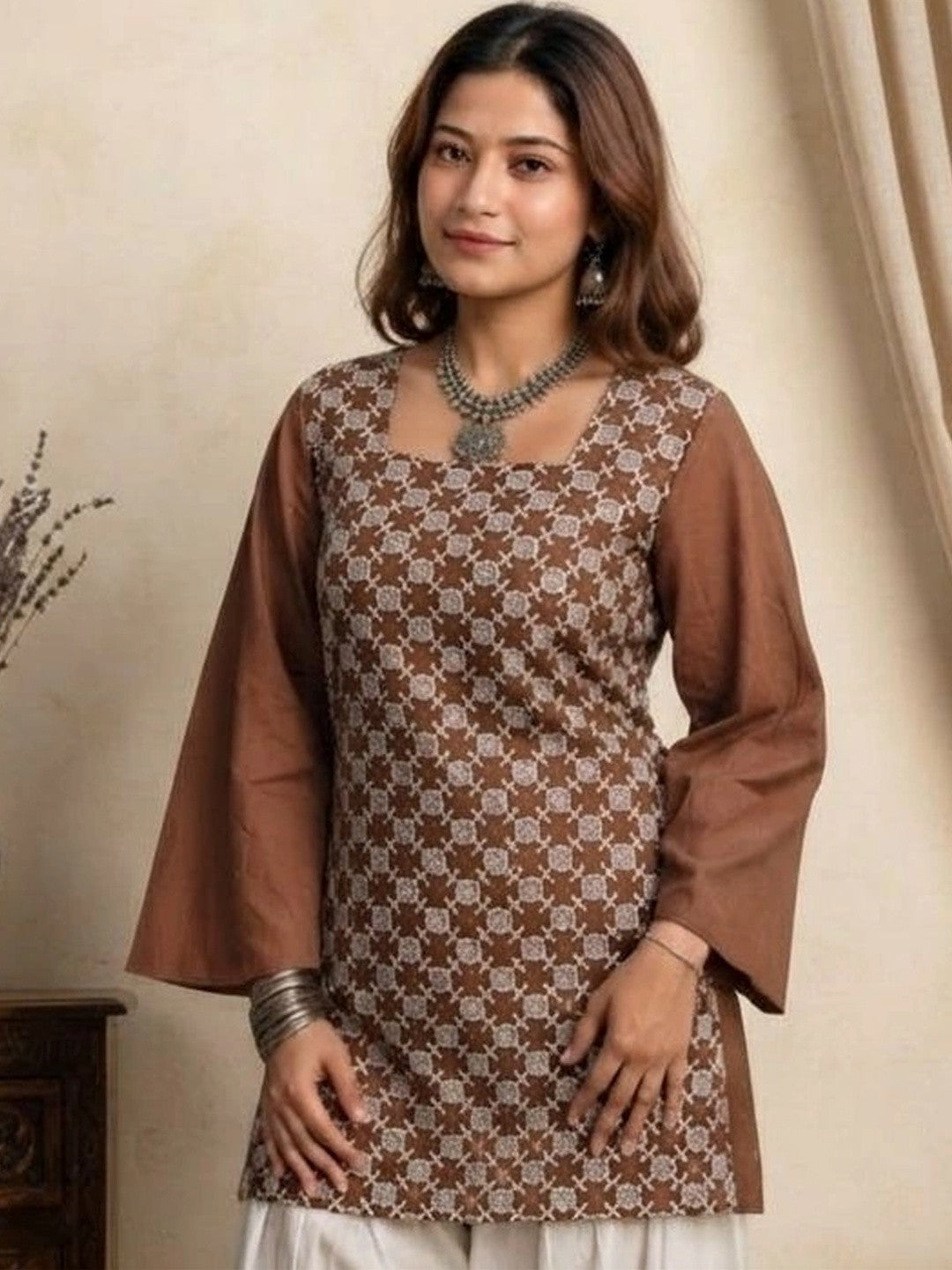 Women Printed Regular Pure Cotton Kurti with Salwar