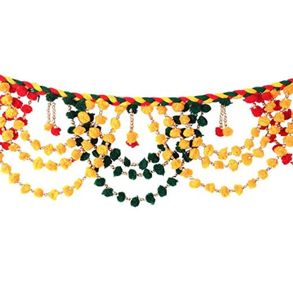 Handmade Cotton MulticolourDoor & Wall Hanging Toran/bandarbar/bandarwal for Main Door/Temple Door ! Ethnic Bandarwal For Diwali Decoration And Home Decor (Size 40 x 6 Inches) (Set Of 1)