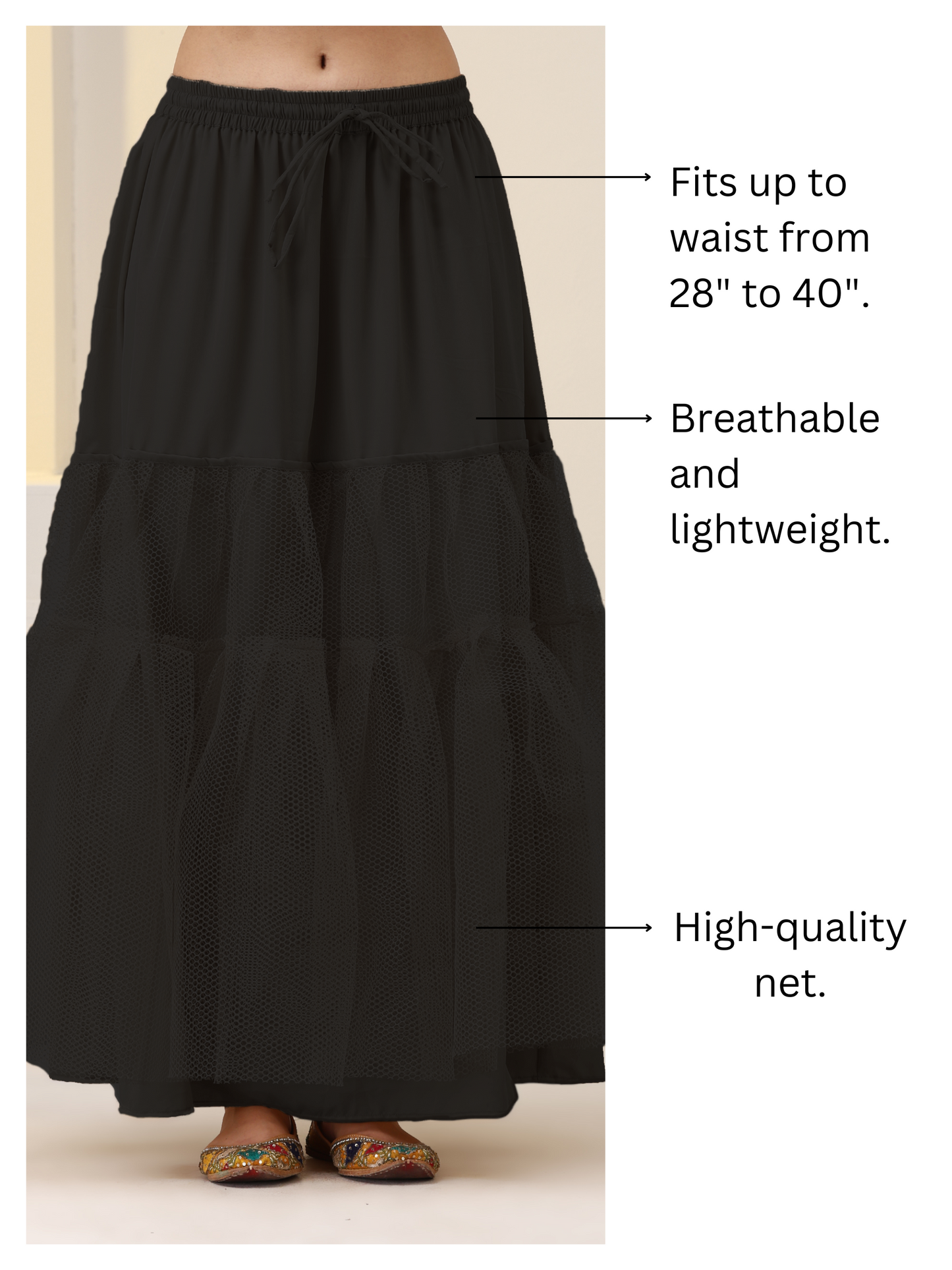 Dhiyona ST Black Can Can Under Skirt for Lehenga