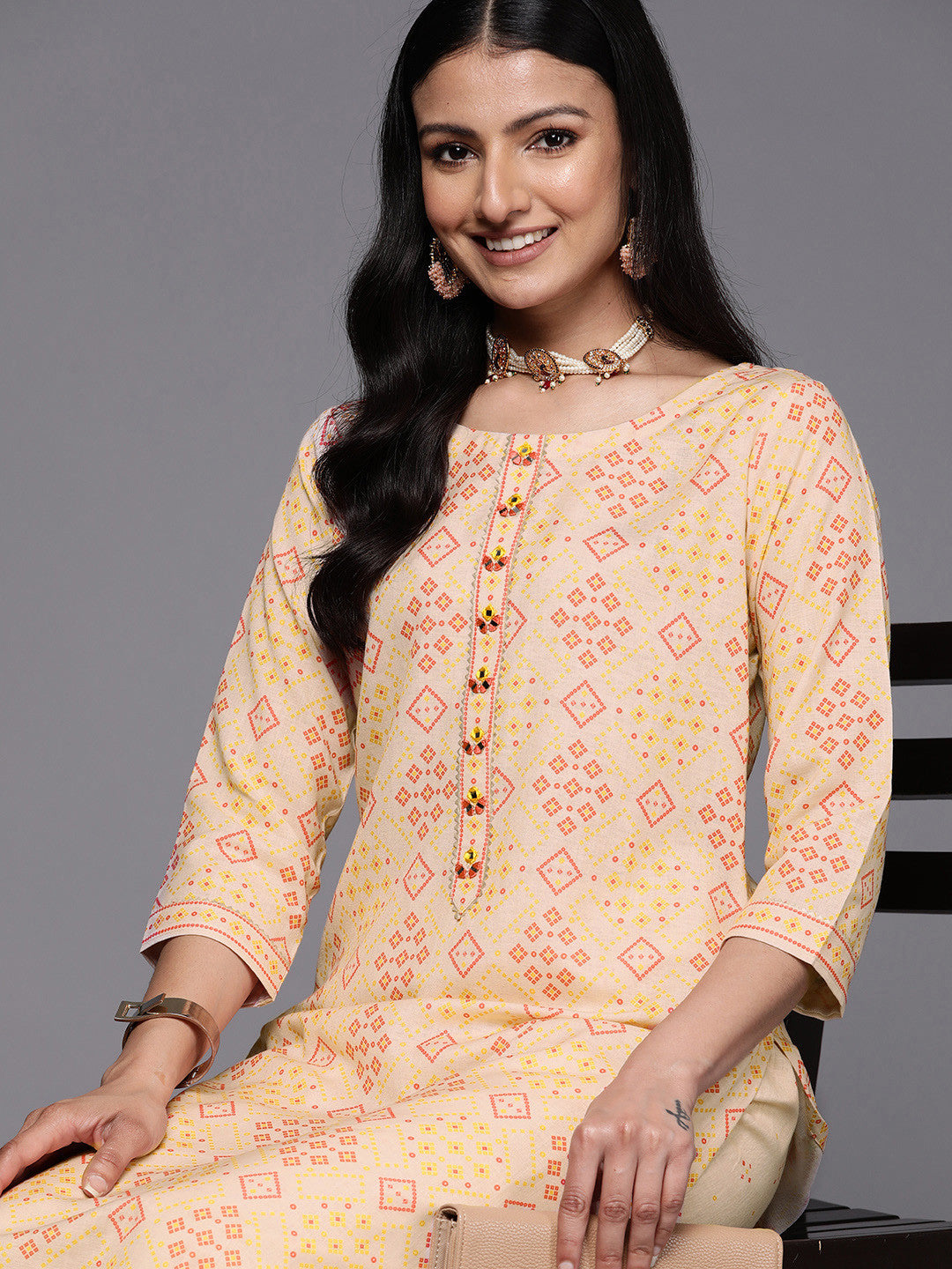 Bandhani Printed Kurta with Trousers