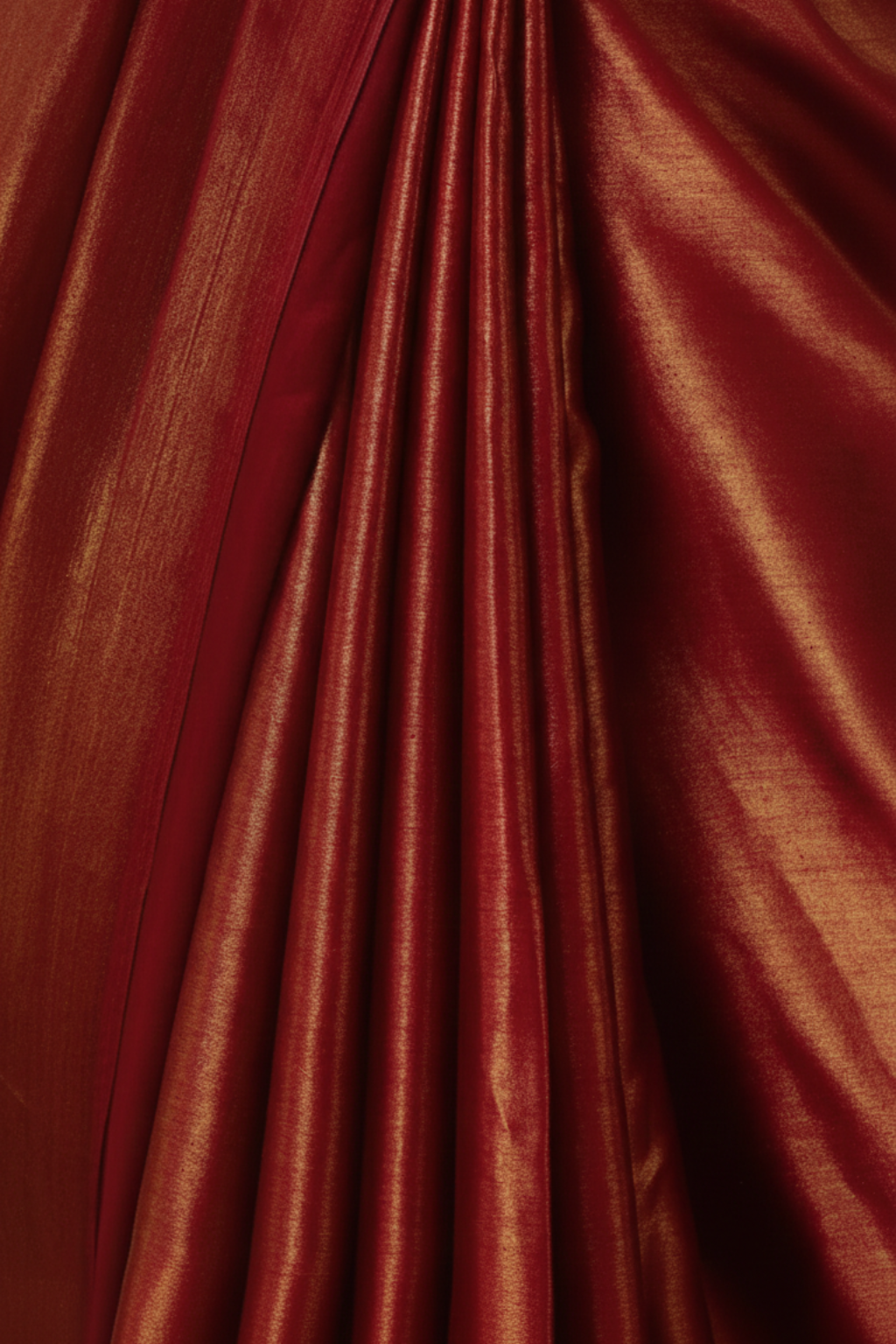Dhiyona ST Cruella Red Gold Chiffon Saree with Pendants with Self Blouse Fabric
