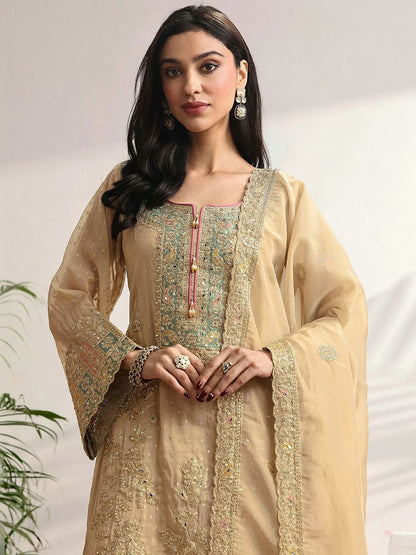 Dhiyona LL Women Ethnic Motifs Embroidered Regular Kurta with Palazzos & With Dupatta