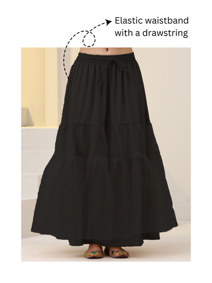 Dhiyona ST Black Can Can Under Skirt for Lehenga