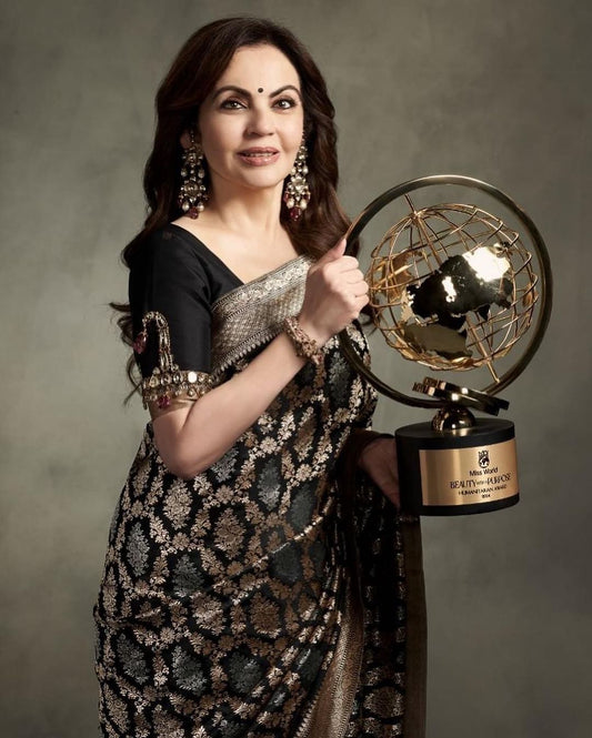 Dhiyona HH Nita Ambani Inspired Banarasi Semi Katan Silk Saree with Sona Rupa Zari