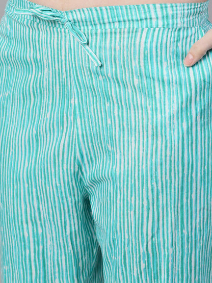 Dhiyona IS Women's Women Blue Printed Kurta with Trousers