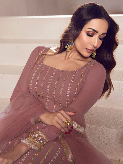 Dhiyona IN Ethnic Motifs Embroidered Regular Thread Work Kurta with Palazzos & Dupatta