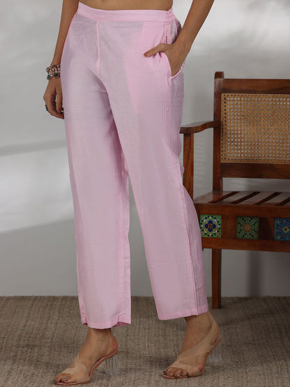 Floral Printed V-Neck Straight Kurta with Trouser & Dupatta