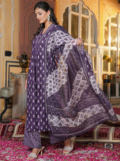 Dhiyona KL Women Paisley Printed Regular Kurta with Palazzos & Dupatta