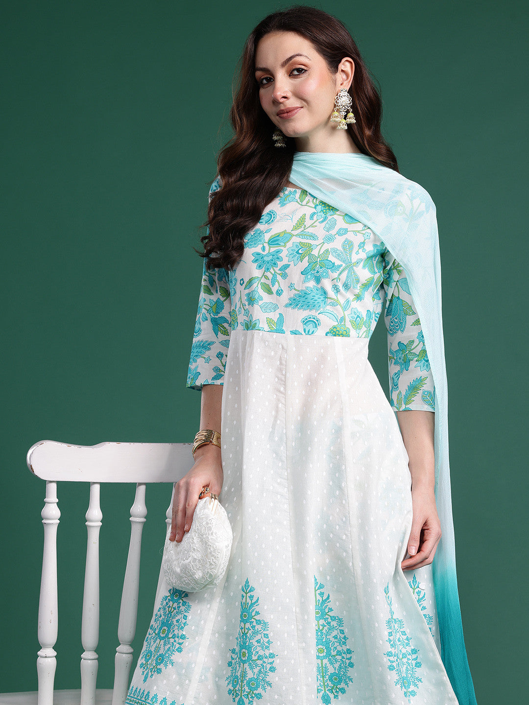 Women Floral Printed Regular Pure Cotton Kurta Set