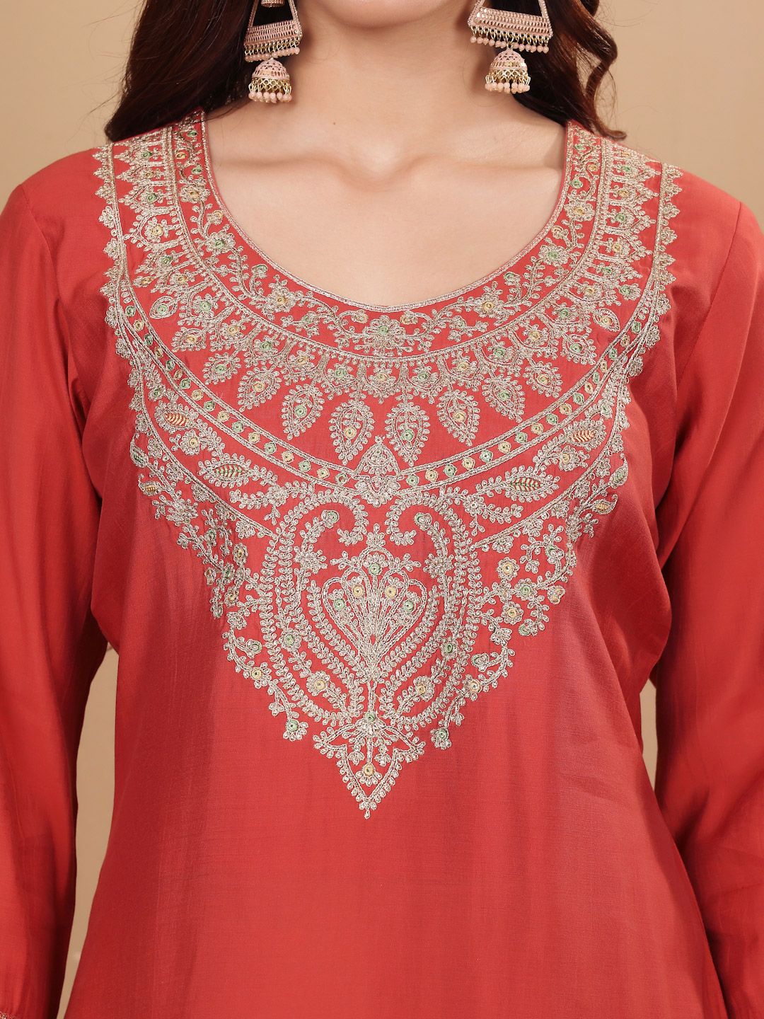Dhiyona VA Women Embroidered Regular Kurta with Palazzos & With Dupatta