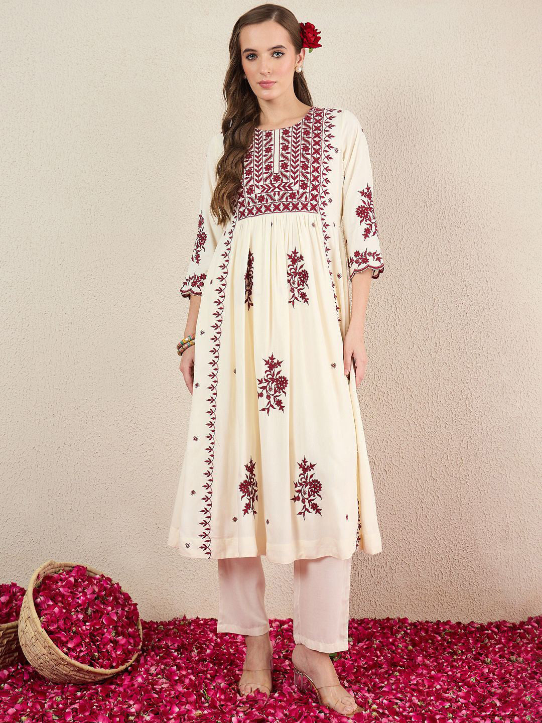 Women Ethnic Motifs Embroidered Kurta with Trousers & Dupatta