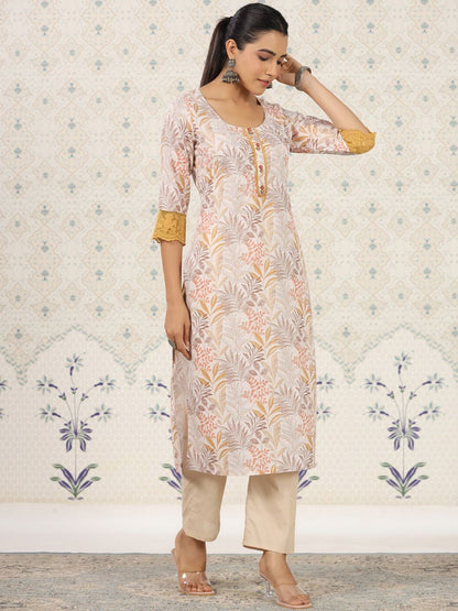 Dhiyona OD  Off Floral Printed Sequinned Floral Kurta
