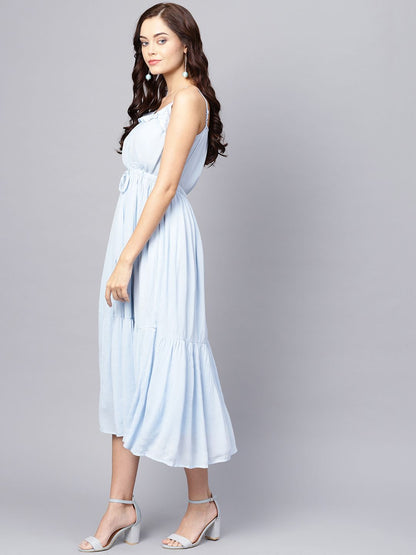 Dhiyona AY Women's Blue Solid Empire Dress