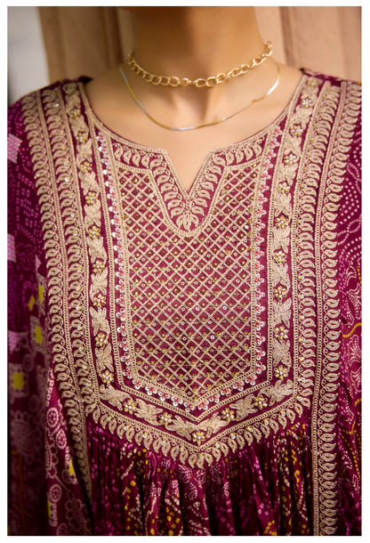 Aster Mulberry full work Kaftan pant set