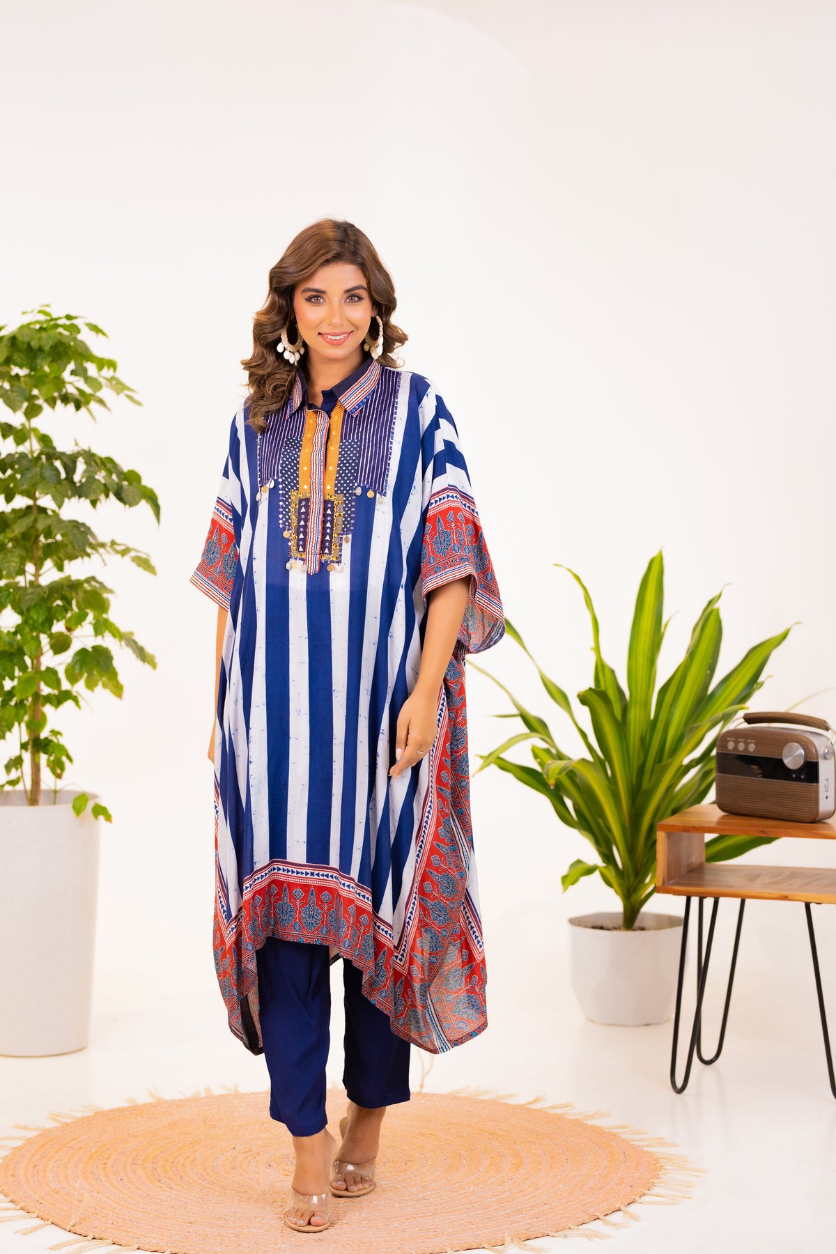 Maurya Azure Premium Muslin Kaftan Pant Set