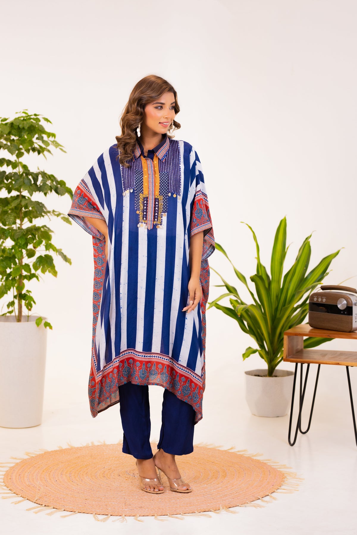 Maurya Azure Premium Muslin Kaftan Pant Set