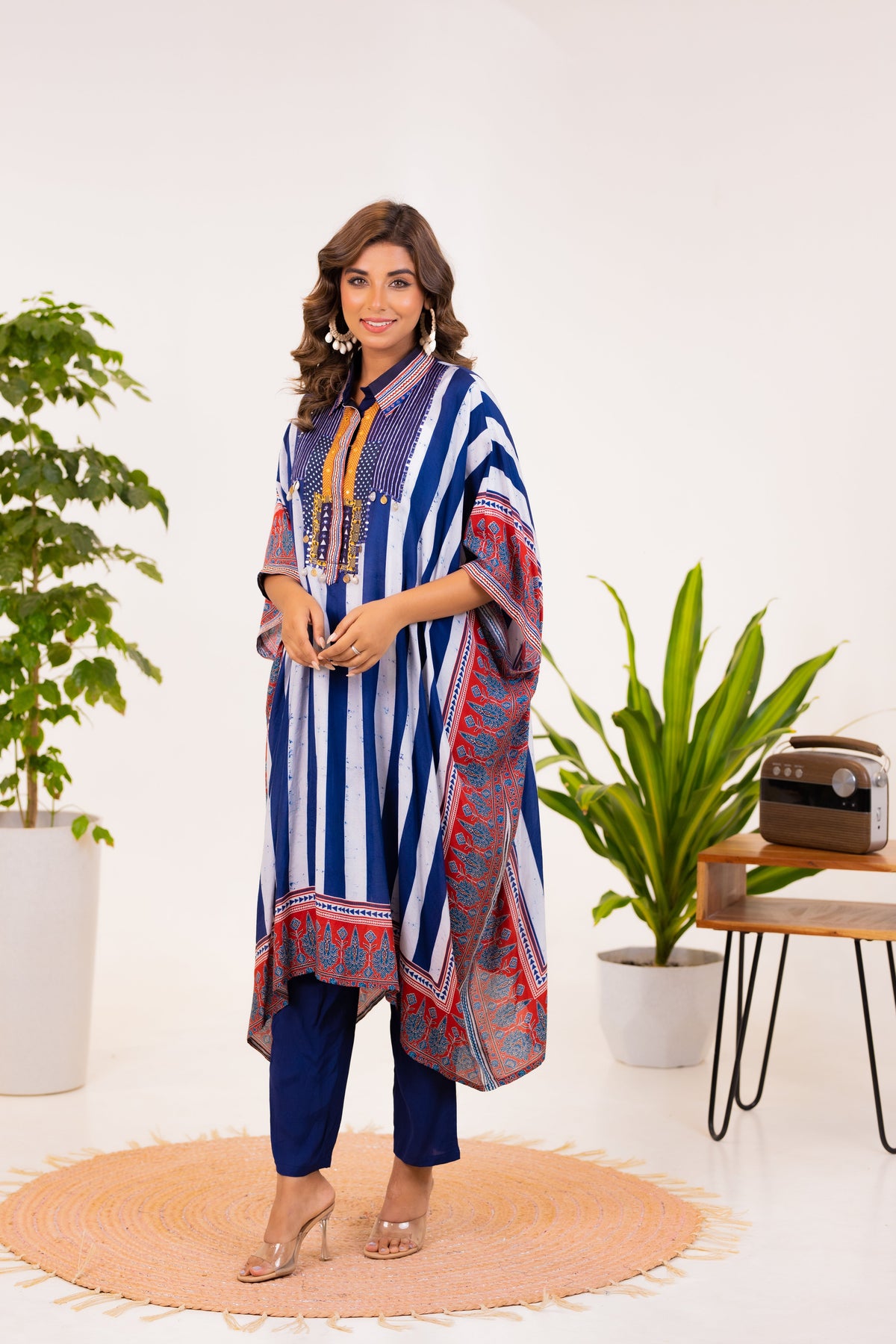 Maurya Azure Premium Muslin Kaftan Pant Set