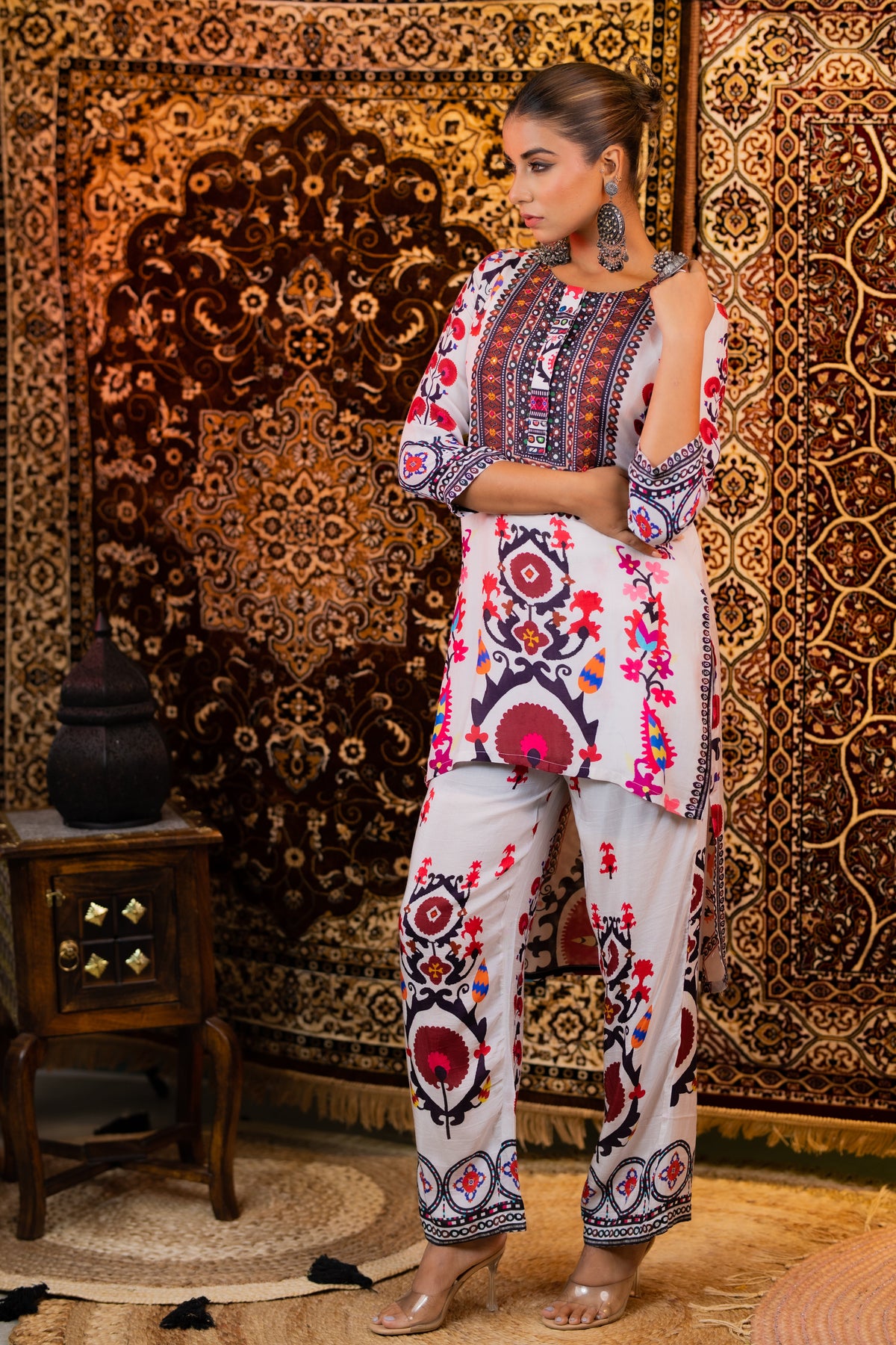 Maurya Pearl Designer Premium Muslin Co-ord Set