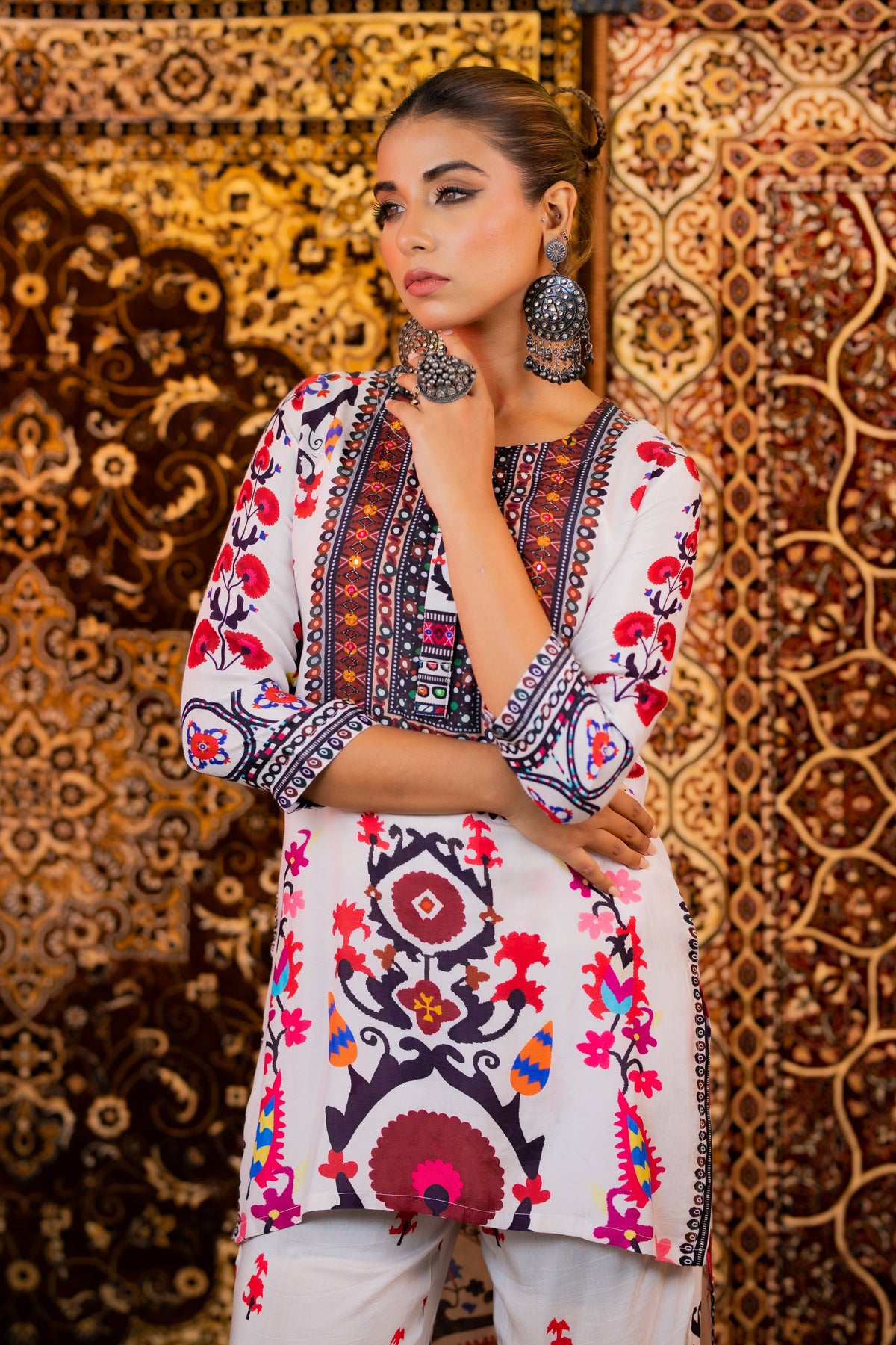 Maurya Pearl Designer Premium Muslin Co-ord Set