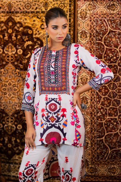 Maurya Pearl Designer Premium Muslin Co-ord Set