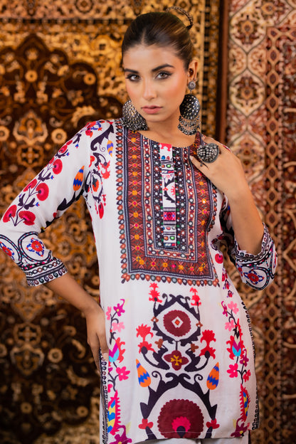Maurya Pearl Designer Premium Muslin Co-ord Set