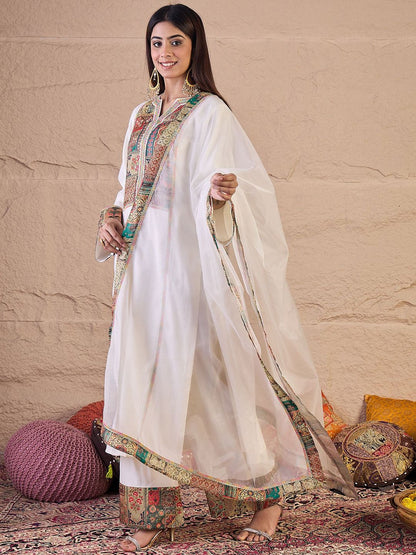 Dhiyona IN Women Ethnic Motifs Printed Kurta with Palazzo & Dupatta
