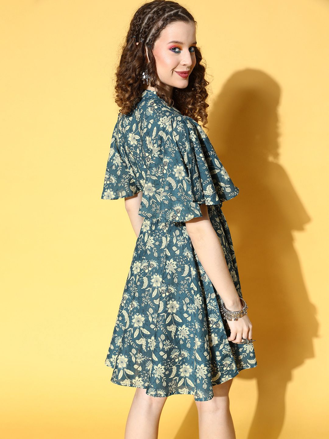 Dhiyona AY Women's Tranquil Teal Floral All in the Details Dress