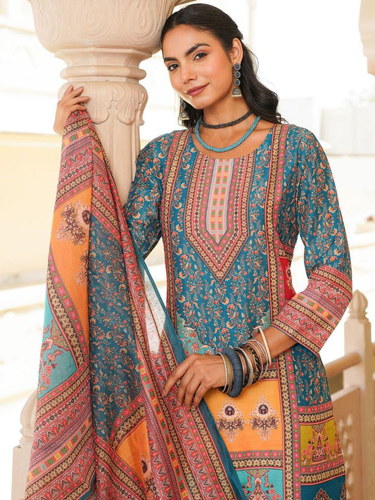 Dhiyona KL Women Ethnic Motifs Printed Kurta with Trousers & With Dupatta