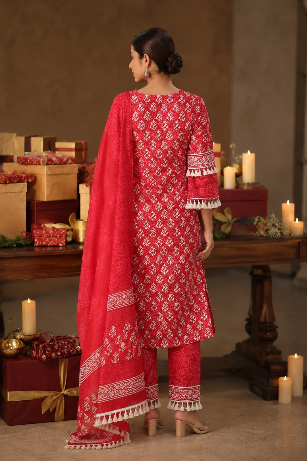 Banni Block Printed Kurta-Pants & Dupatta Set