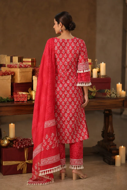 Banni Block Printed Kurta-Pants & Dupatta Set