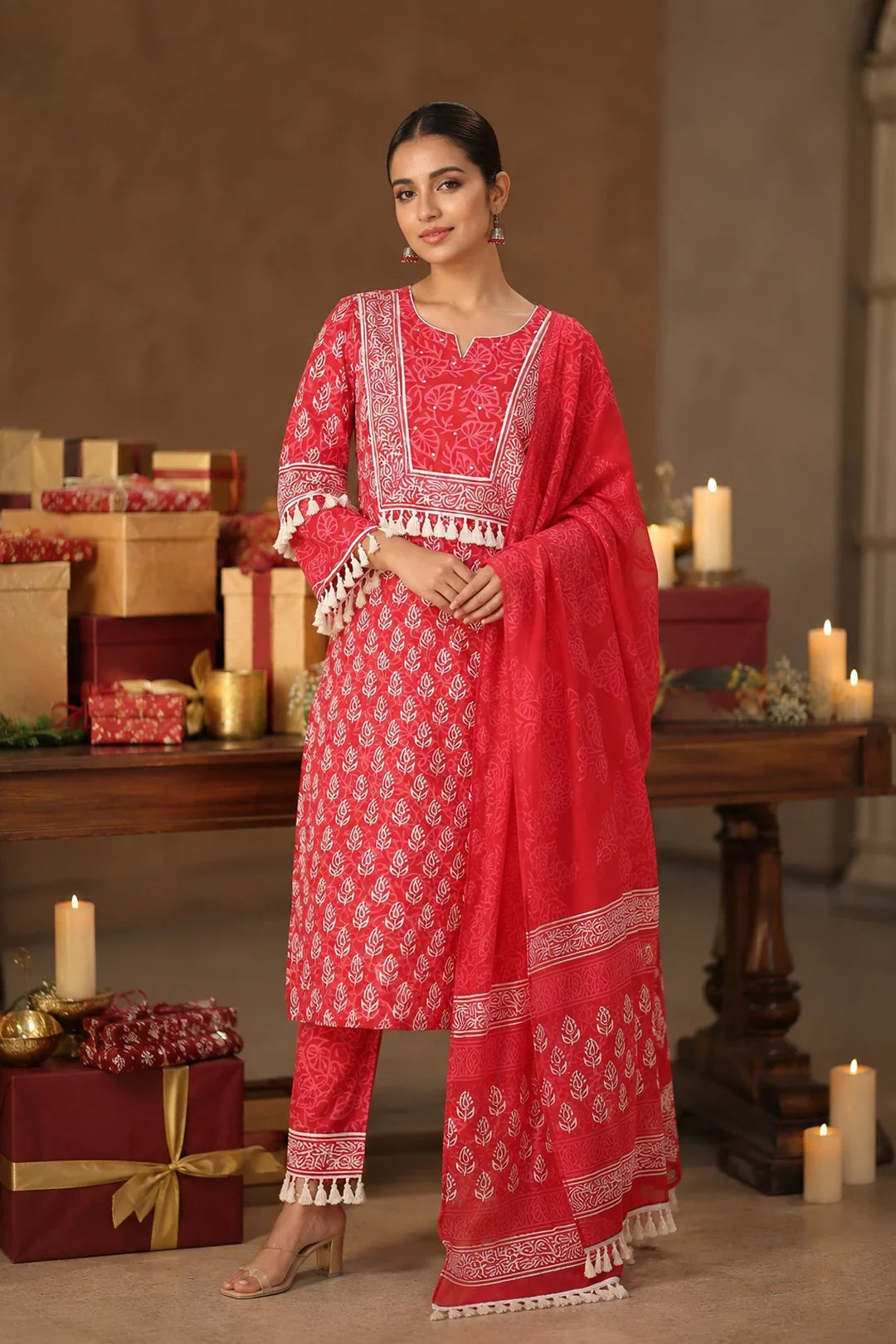 Banni Block Printed Kurta-Pants & Dupatta Set