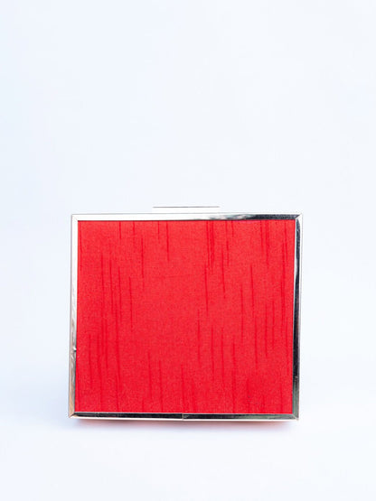Dhiyona NR Red & Purple Embroidered Box Clutch