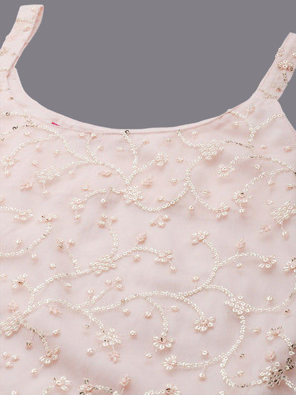 Dhiyona KL Floral Embroidered Regular Sequinned Kurta with Sharara & Dupatta