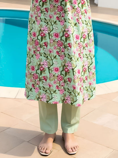 Dhiyona IE Floral Printed A-Line Tunic & Trouser Pure Cotton Co-Ord Set