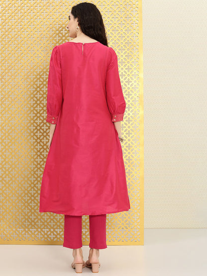 Dhiyona OD  Women Fuchsia Pink Solid Rozana Kurta