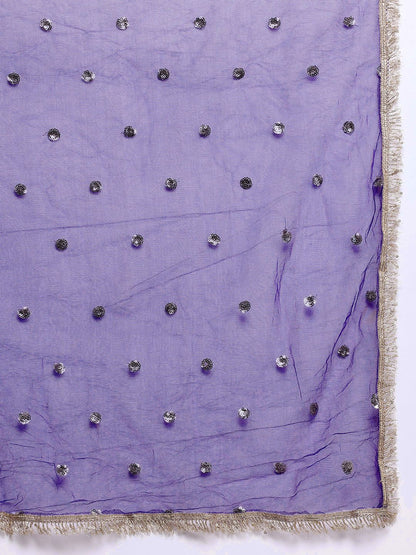 Dhiyona VA Embroidered Empire Zari Kurta With Palazzos & Dupatta