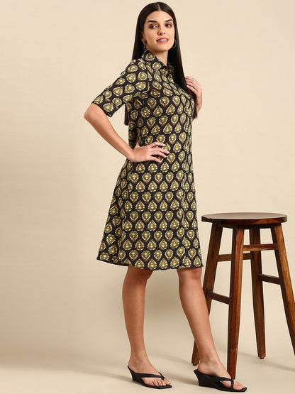 Dhiyona AY Women's Ethnic Motifs Cotton Shirt Dress