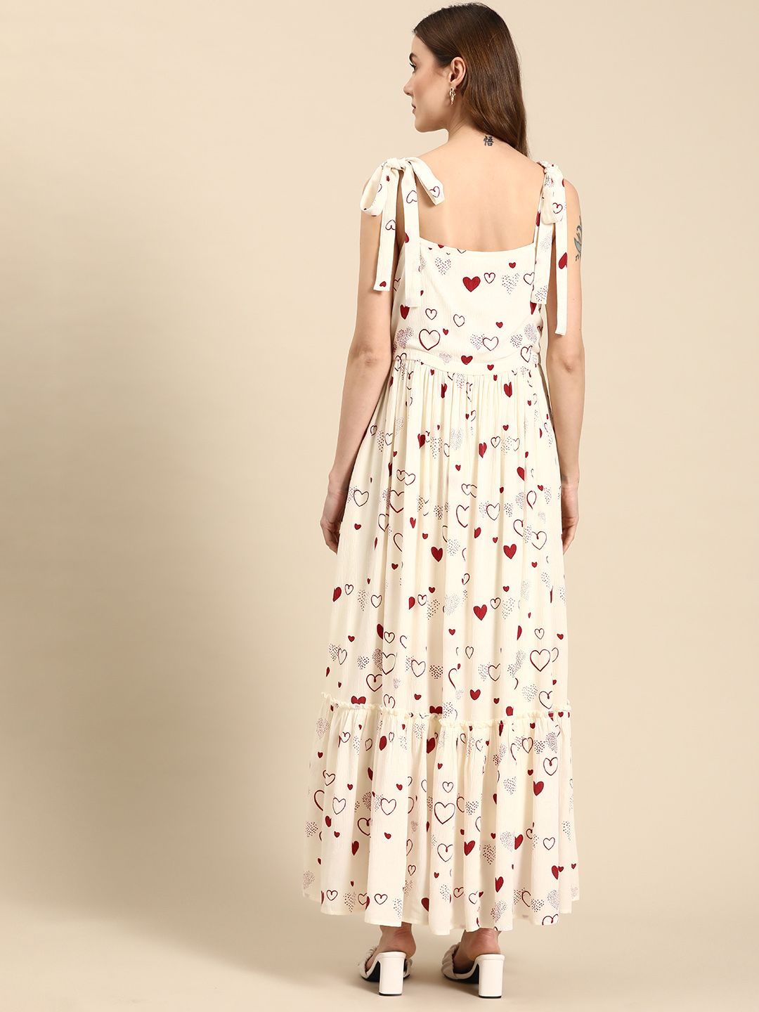 Dhiyona AY Women's Conversational Print Crepe A-Line Tiered Maxi Dress
