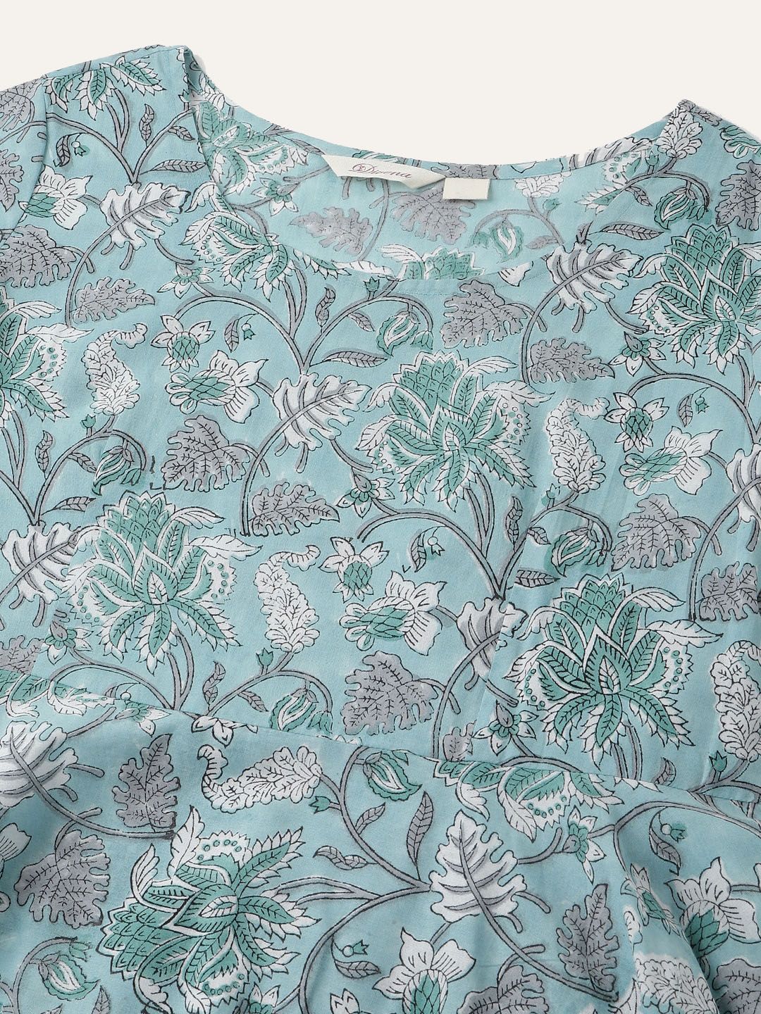 Dhiyona KL Floral Printed Pure Cotton Anarkali Kurta With Trousers & Dupatta
