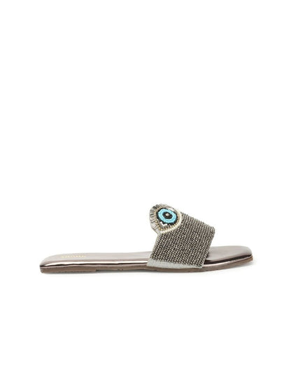 Dhiyona AK Evil Eye Classic Embellished Open Toe Flats