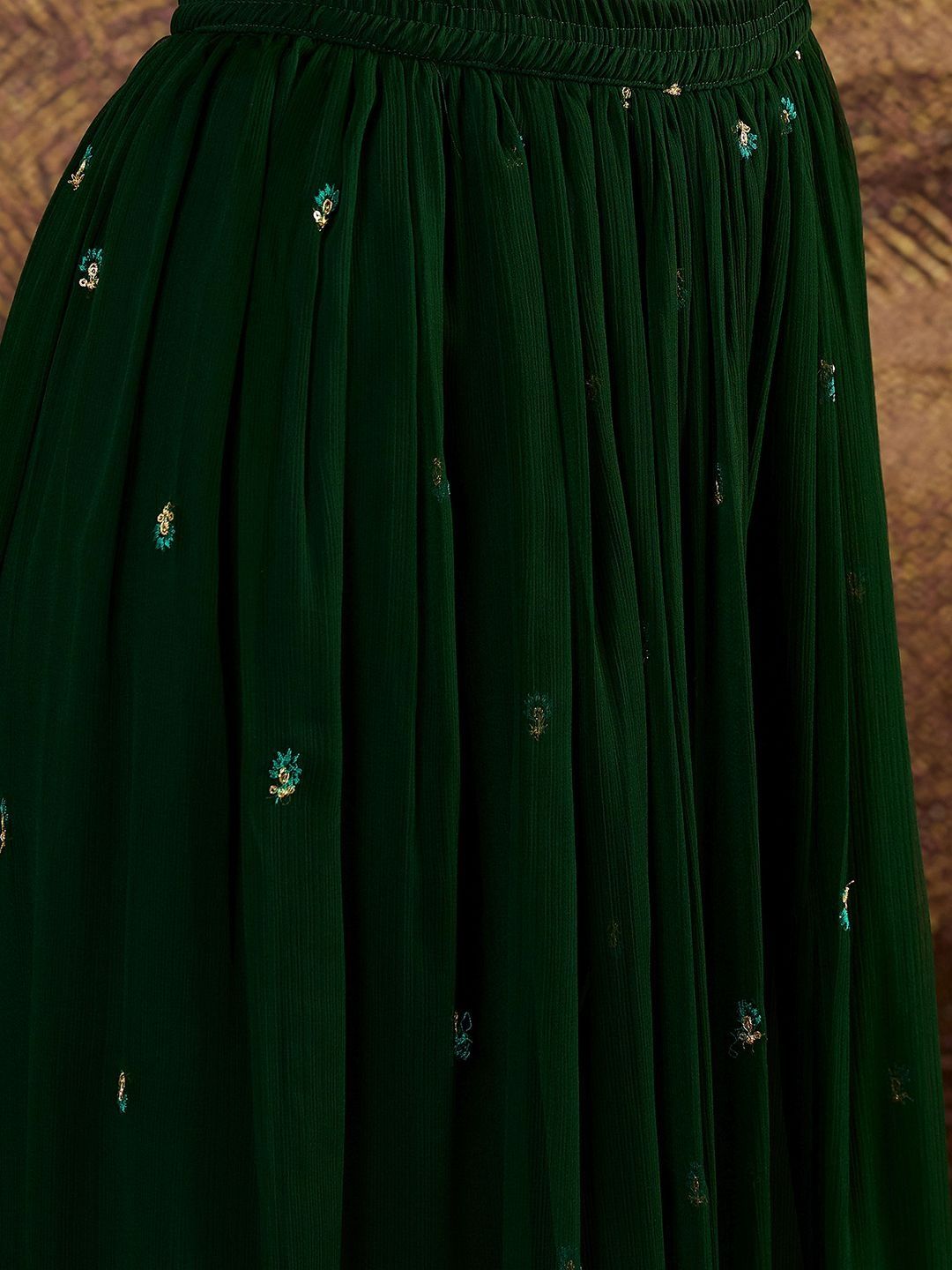 Dhiyona SN Women Ethnic Motifs Embroidered Zari Georgette Kurta with Sharara & Dupatta